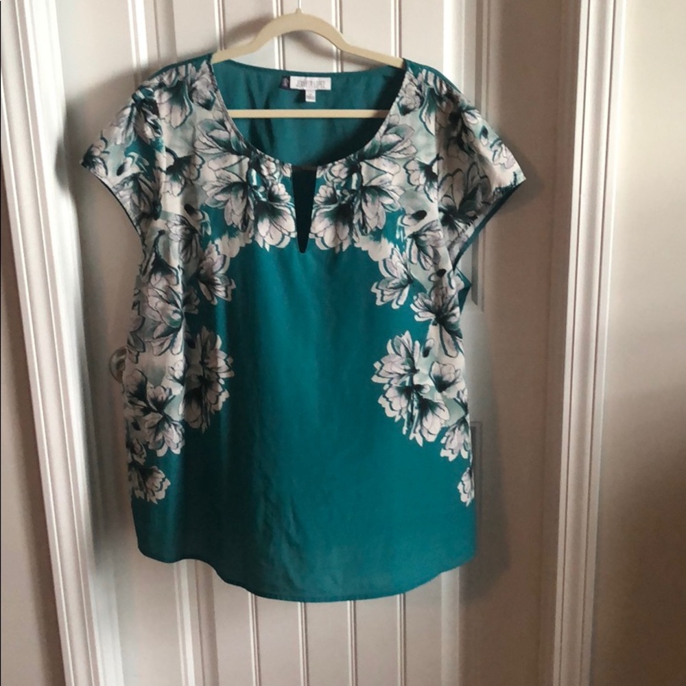Teal short sleeve blouse